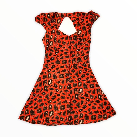 Topshop Leopard Button Front Mini Dress - Picture 2 of 7